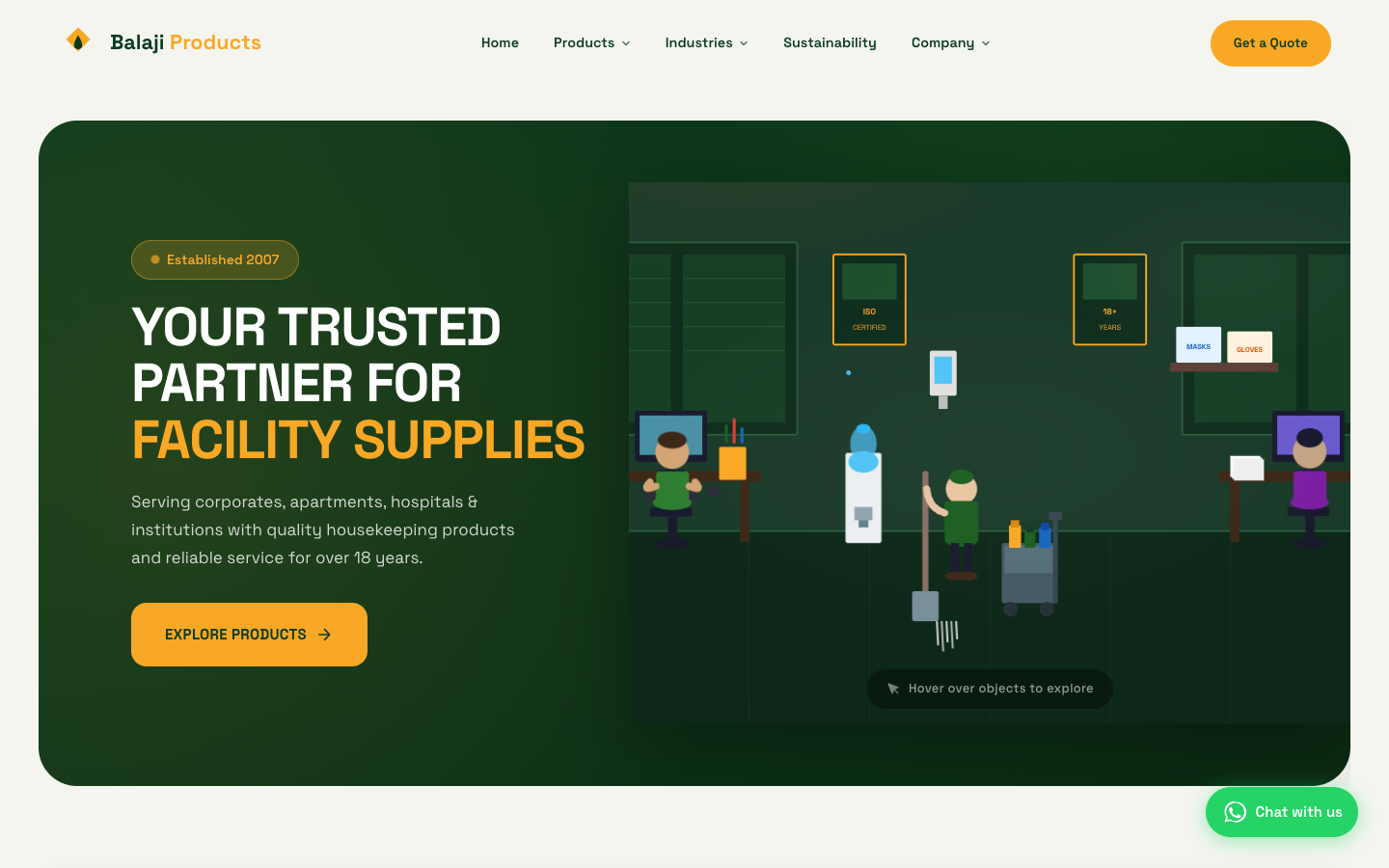 Balaji Products hero screenshot